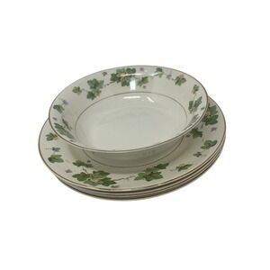 Vintage Pope Gosser American Ivy China Floral Wreath and Gold Trim‎ 5-Piece Lot